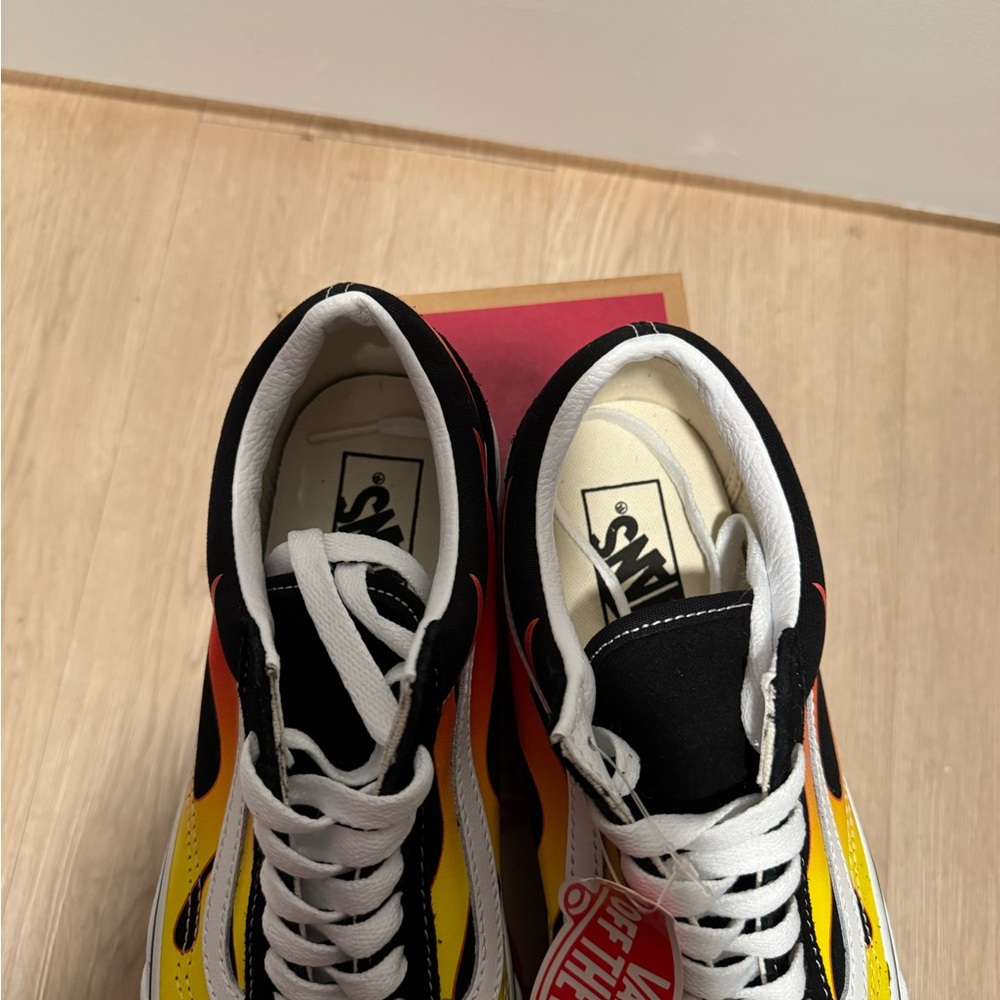 Vans Black and Yellow Flame Design Sneakers - Picture 3 of 4